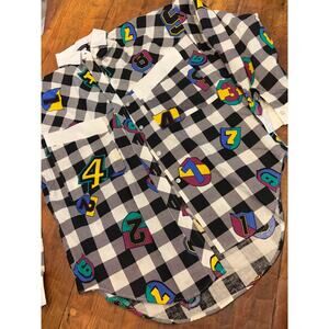 Vintage 90s Button up Streetwear Checkered ‎ Nostalgia Cosplay Sz Small NEW